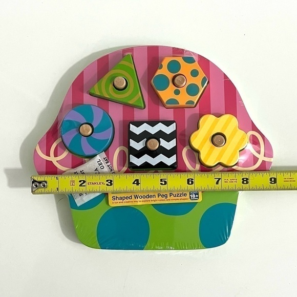 Lot of 2 Stephen Joseph Shaped Wooden Peg Puzzle Butterfly and Cupcake - Picture 7 of 7